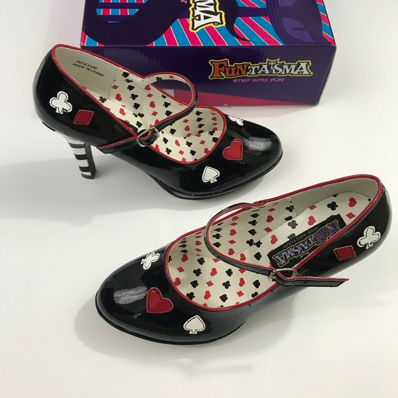 Funtasma Black Mary Jane Playing Card Heels Size 8 - Picture 4 of 8